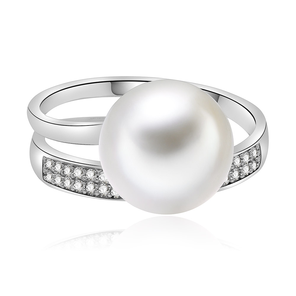Swirl Pearl And CZ Ring Supplier JR Fashion Accessories
